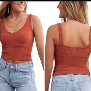 NWT Free People solid rib brami in terracotta
